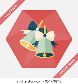 Christmas bells flat icon with long shadow,eps10