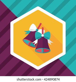 Christmas bells flat icon with long shadow,eps10