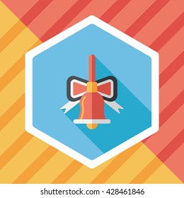 Christmas bells flat icon with long shadow,eps10