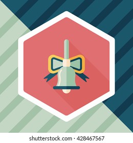 Christmas bells flat icon with long shadow,eps10