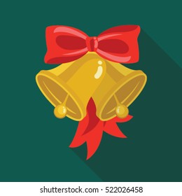 Christmas bells flat icon with long shadow vector illustrator