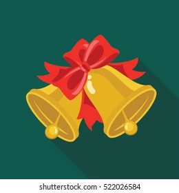 Christmas Bells Flat Icon With Long Shadow Vector Illustrator