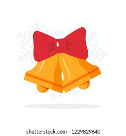 Christmas bells in flat style. Vector holiday ornaments.