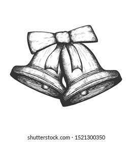 Christmas bells hand drawn vector illustration, isolated design element.