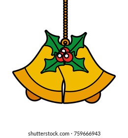 christmas bells with holly and berries decoration