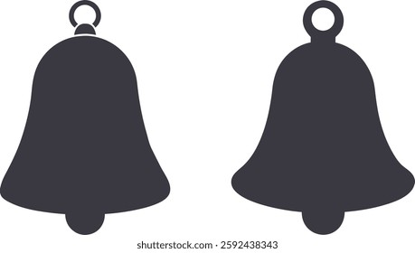 Christmas bells icon, Holiday bells silhouette, Black  white bells vector illustration