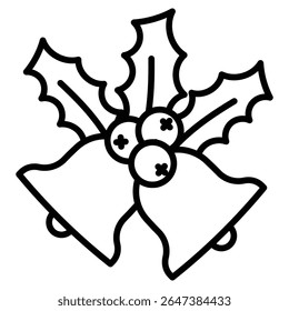 Christmas bells icon outline set sign