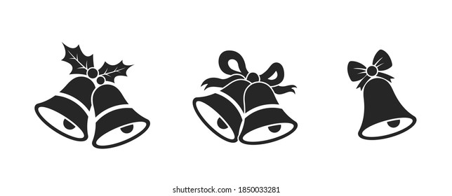 Christmas bells icon set. New Year and Christmas symbol. isolated vector image