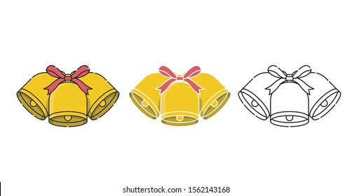 Christmas Bells icon vector illustration isolated on white background. Christmas Hand Bells in trendy flat design style. Christmas Bells vector icon modern and simple flat symbol for website, logo.
