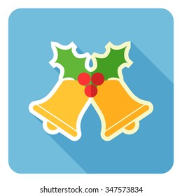 Icono de las campanas de Navidad. Ilustración vectorial. Diseño plano.