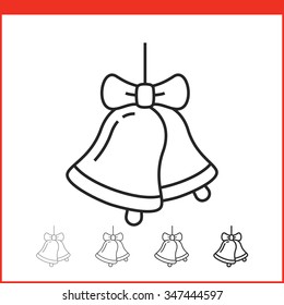 Weihnachtsglocken-Ikone. Vektorsymbol. Linearer Stil