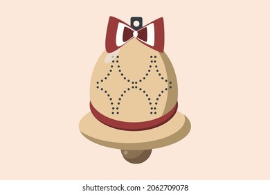 Christmas Bells Illustration with Red White Ribbon