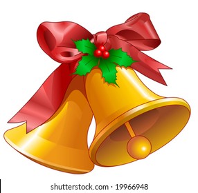 Christmas bells isolated on white. Vector illustration