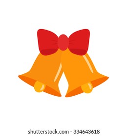 Christmas bells isolated on white background. Flat design. Holiday icon.