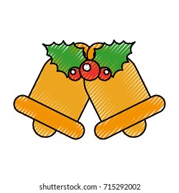 christmas bells with leaf holly berry decoration
