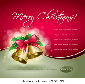 Christmas Bells Merry Christmas card. All elements are layered separately in vector file. Vector eps10