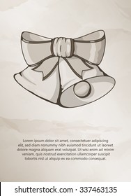 Christmas bells on grunge background. Vintage Label, Logo, Frame, Brochures. Design Templates. Vector illustration.