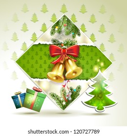 Christmas bells with pine tree