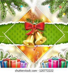 Christmas bells with pine tree
