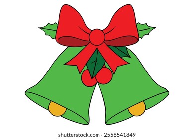 Christmas bells with red bow on white background .This is an editable icon.