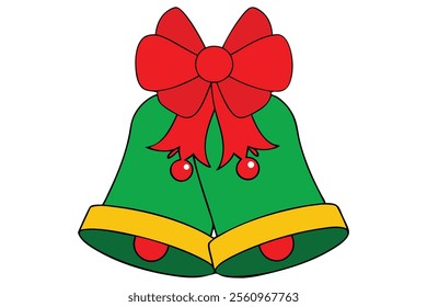 Christmas bells with red bow on white background.This is an editable eps vector icon.