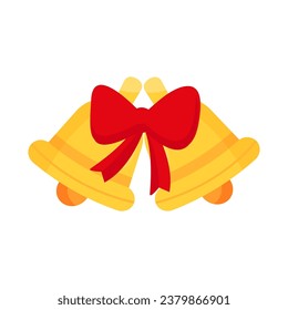 Christmas bells with red bow. Vector graphics