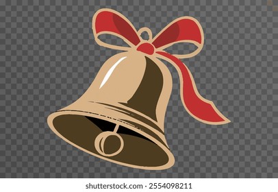 Christmas bells with red ribbon isolated png background. Vector bells png.