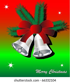 Christmas Bells with red ribbon-Vector