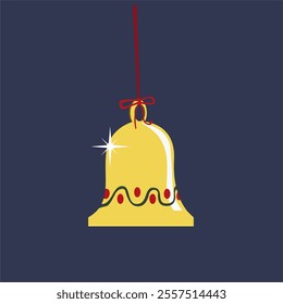 Christmas with Christmas bells with red rope isolated, Perfect for Christmas greeting cards and festive decoration vector