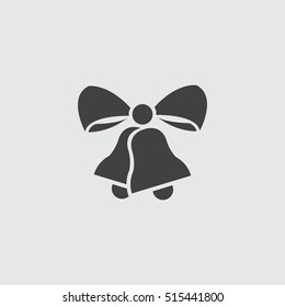 Christmas bells with ribbon icon in a flat design in black color. Vector illustration eps10