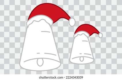 Christmas bells in santa hat on transparent background