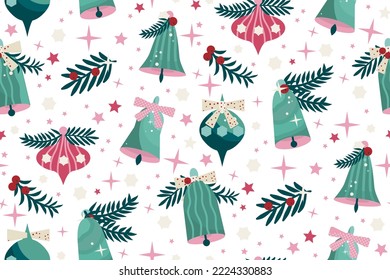 Christmas bells. Seamless pattern.  Can be used for textile, wrapping paper, wallpaper and background. 