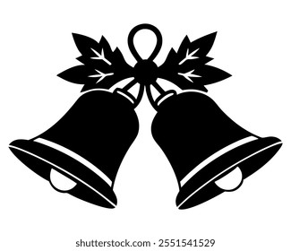 Christmas bells silhouette on white background