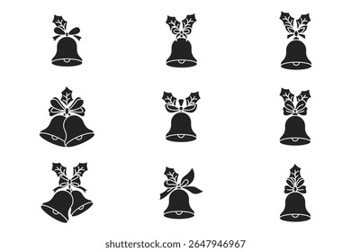 Christmas bells silhouette vector isolated on white background