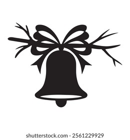 Christmas bells silhouette vector on white background