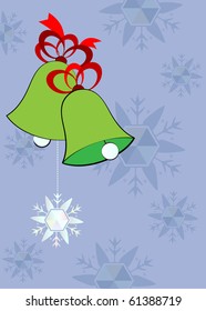 Christmas bells with   translucent crystal   snowflake