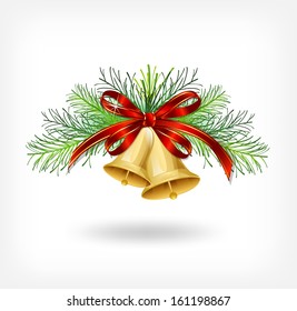 Christmas bells with christmas tree decorations. Vector