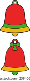 Christmas bells vector, Bells collection design, Holiday decoration art  symbols
