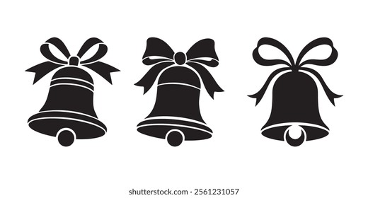 Christmas bells vector icon set. Christmas bell silhouette isolated on white vector