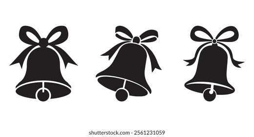 Christmas bells vector icon set. Christmas bell silhouette isolated on white vector