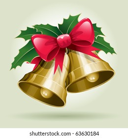 Christmas Bells vector illustration. All elements are layered separately in vector file.