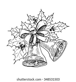 Christmas bells. Vector illustration isolated on white background