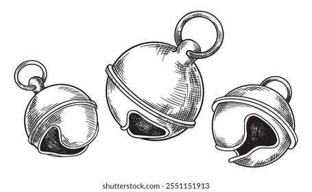 Christmas bells. vector illustration in sketch style. christmas core