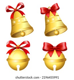 Christmas bells vector illustrations. Golden christmas bells vector. Merry christmas with bells. Jingle bells. Christmas decoration element.