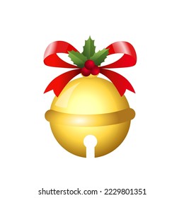 Ilustraciones vectoriales de campanas de Navidad. Vector de las campanas de navidad doradas. Feliz Navidad con campanas. Campanas de jingle. elemento de decoración navideña.
