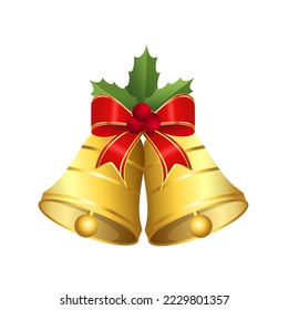 Christmas bells vector illustrations. Golden christmas bells vector. Merry christmas with bells. Jingle bells. Christmas decoration element.
