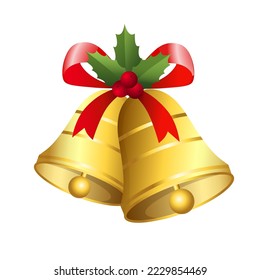 Christmas bells vector illustrations. Golden christmas bells vector. Merry christmas with bells. Jingle bells. Christmas decoration element.