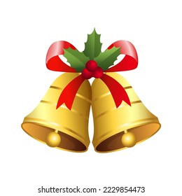 Christmas bells vector illustrations. Golden christmas bells vector. Merry christmas with bells. Jingle bells. Christmas decoration element.