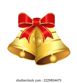 Christmas bells vector illustrations. Golden christmas bells vector. Merry christmas with bells. Jingle bells. Christmas decoration element.