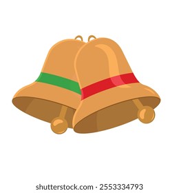 Christmas Bells Vector. Red, Green and Gold. Xmas Time! December. Holidays. Winter. Celebration.